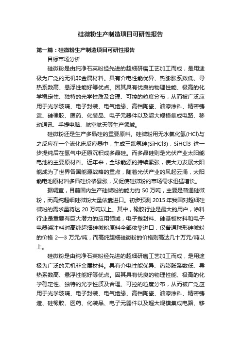 硅微粉生产制造项目可研性报告