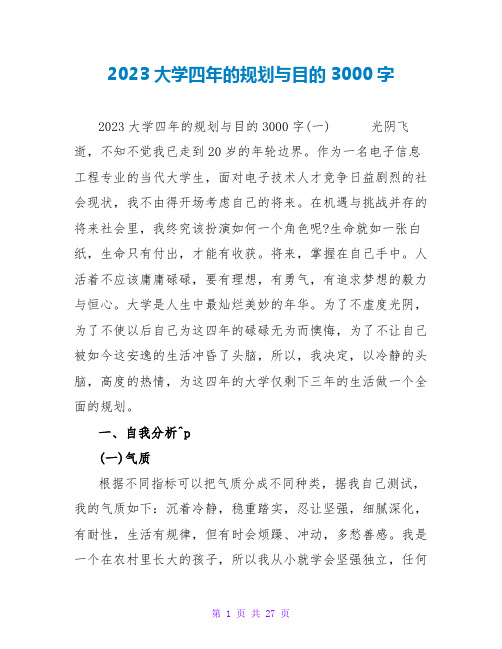 2023大学四年的规划与目标3000字