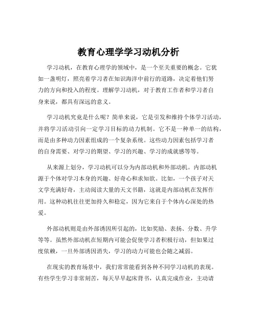 教育心理学学习动机分析