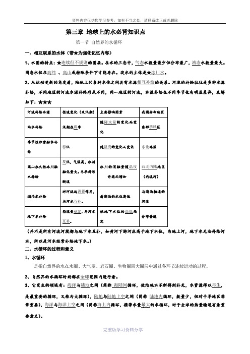 人教版高中地理必修一第三章-地球上的水知识点