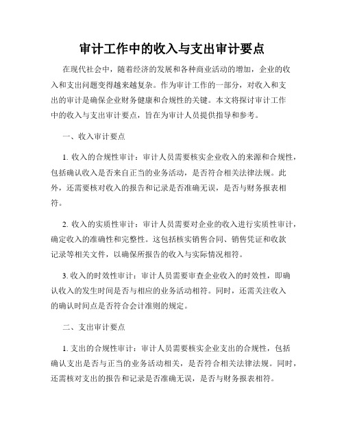 审计工作中的收入与支出审计要点
