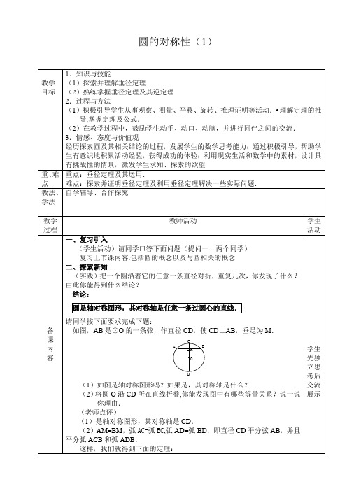 圆的对称性(1)教学设计