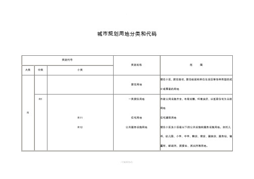 城市规划用地分类和代码