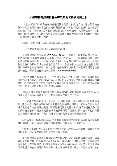 大型零售商实施自有品牌战略的优势及问题分析