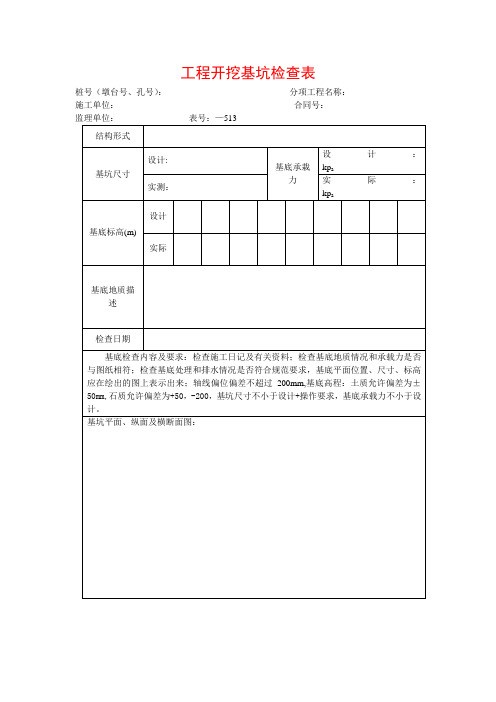 工程开挖基坑检查表