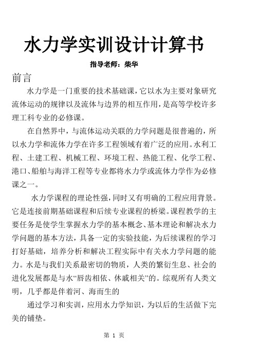 水力学计算说明书word精品文档12页