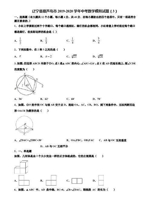 辽宁省葫芦岛市2019-2020学年中考数学模拟试题(3)含解析