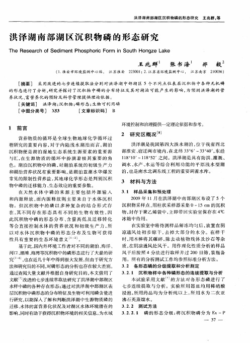 洪泽湖南部湖区沉积物磷的形态研究