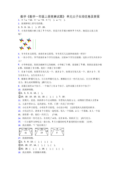 数学《数学一年级上册竞赛试题》 单元尖子生培优卷及答案