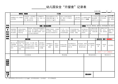 全园“月督查”记录表