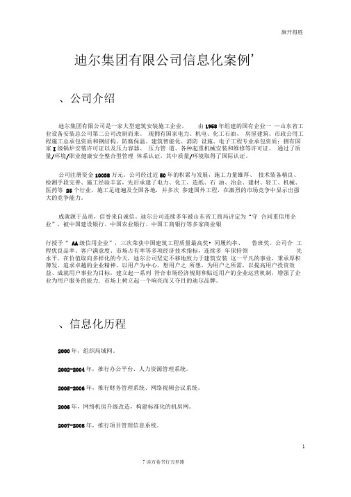 迪尔集团有限公司信息化建设介绍(新中大)【工程线精品文档】