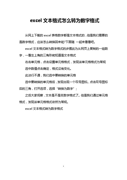 excel文本格式怎么转为数字格式