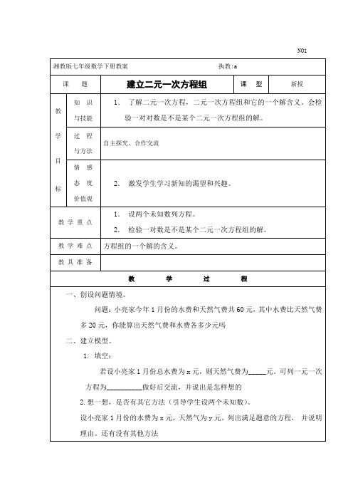 2018年湘教版七年级下册数学教案