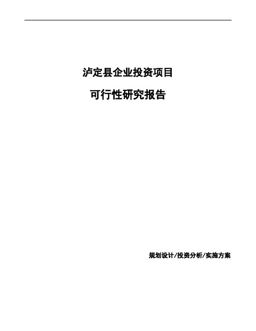 泸定县如何编写项目可行性研究报告