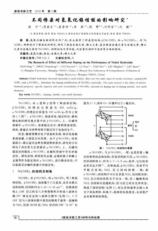 不同掺杂对氢氧化镍性能的影响研究