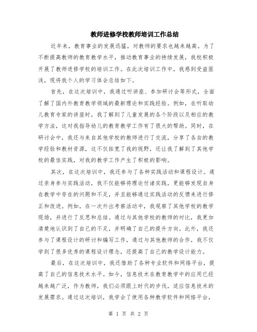 教师进修学校教师培训工作总结