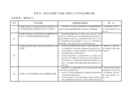 西安市建筑工程施工图设计文件常见问题汇编---电气专业