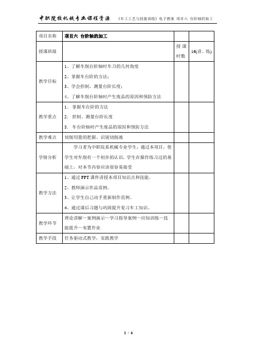 项目六 台阶轴的加工