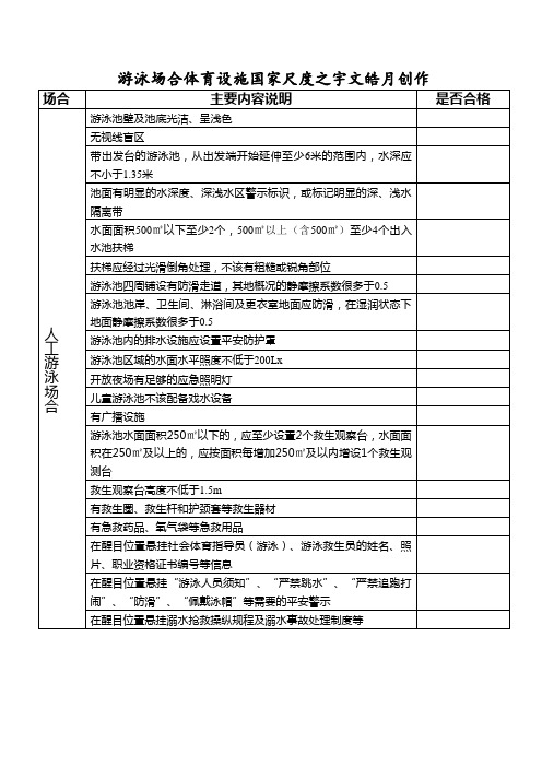 (新版)游泳场所体育设施国家标准