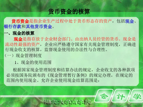 货币资金的核算概述(ppt 338页)