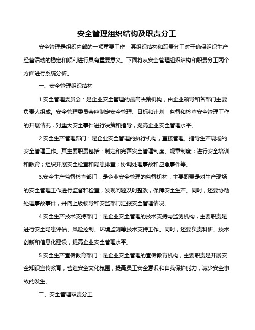 安全管理组织结构及职责分工