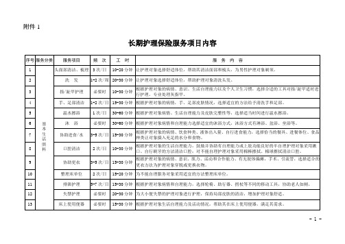 长期护理保险服务项目内容