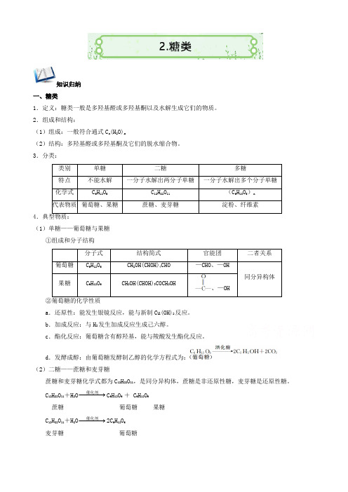 自主学习系列丛书-高二暑假化学创新作业(人教版选修五)：4.2_糖类