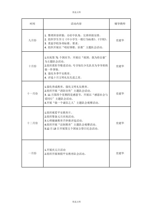 第一学期少先队活动计划