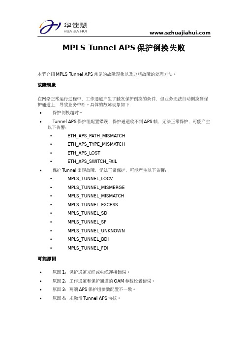 MPLS Tunnel APS保护倒换失败