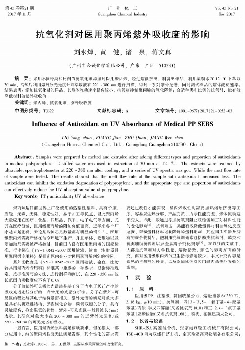 抗氧化剂对医用聚丙烯紫外吸收度的影响