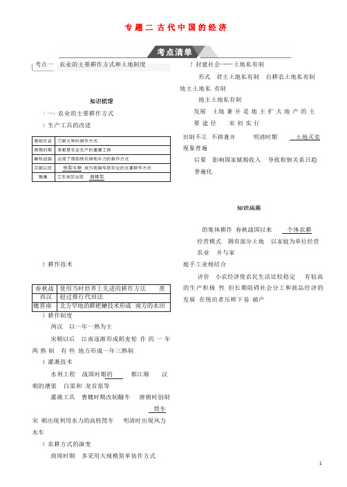 (新课标Ⅰ)2019高考历史一轮复习专题二古代中国的经济学案人民版