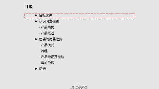 消费信贷产品介绍PPT课件