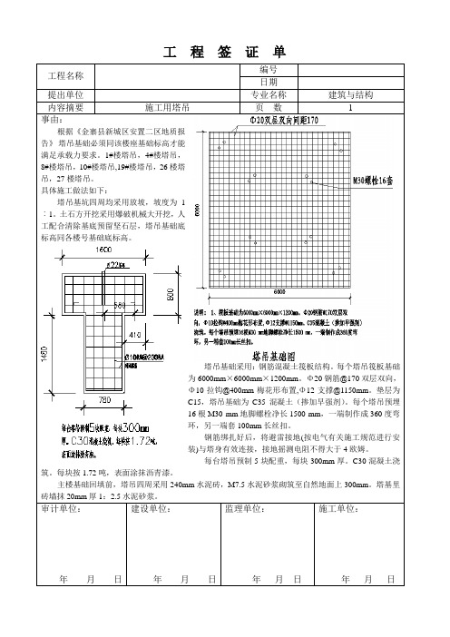 塔吊签证模板