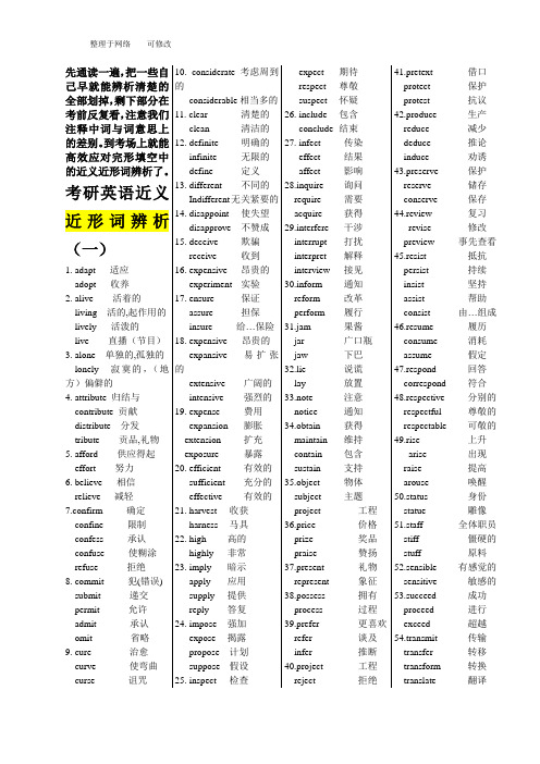 关于考研英语近义近形词辨析