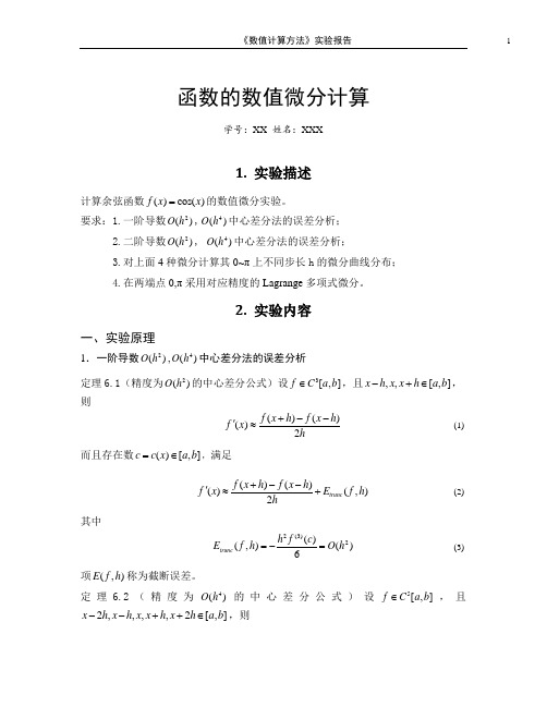 函数的数值微分实验报告