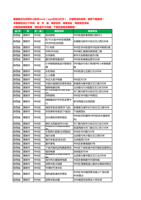 2020新版陕西省渭南市华州区家用电器工商企业公司商家名录名单联系电话号码地址大全150家