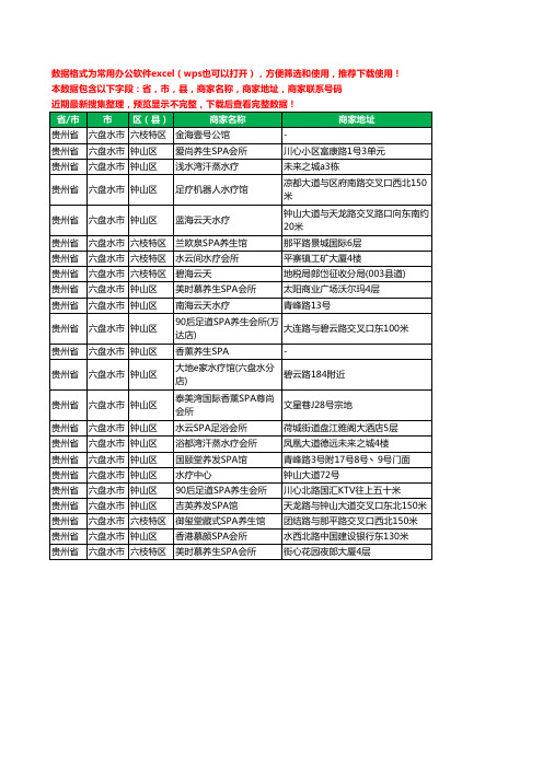 2020新版贵州省六盘水市SPA工商企业公司商家名录名单联系电话号码地址大全23家