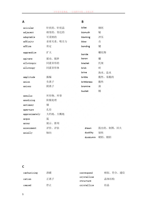 材料科学科技外语单词