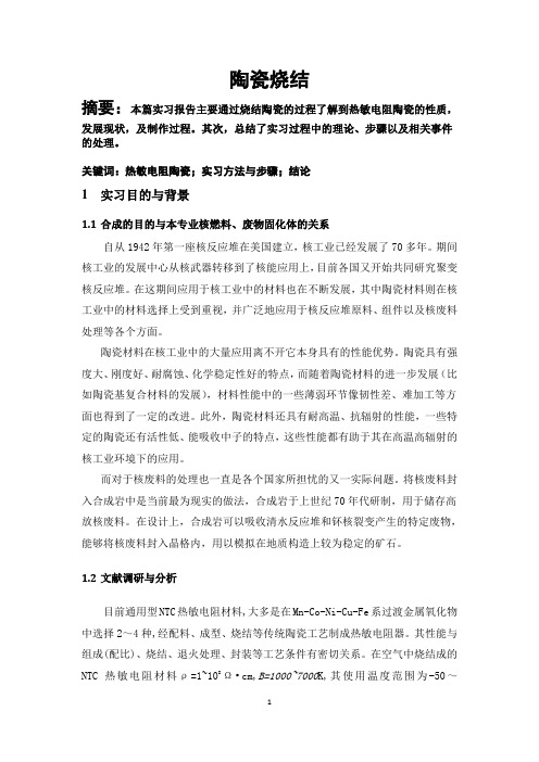 实习报告：陶瓷烧结