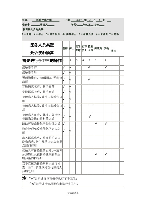 手卫生自查表Microsoft Word 文档 (2)