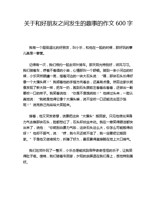 关于和好朋友之间发生的趣事的作文600字