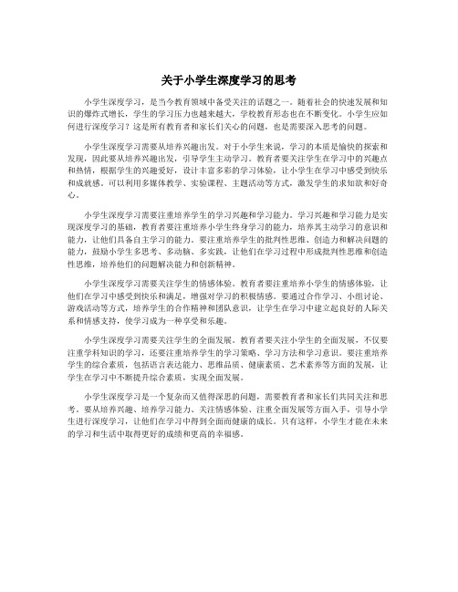 关于小学生深度学习的思考