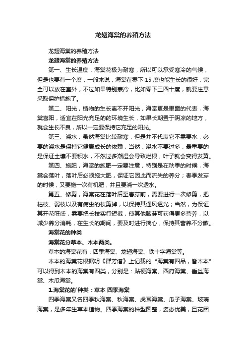 龙翅海棠的养殖方法