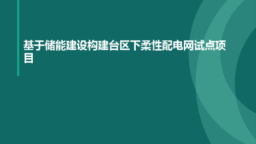 基于储能建设构建台区下柔性配电网试点项目