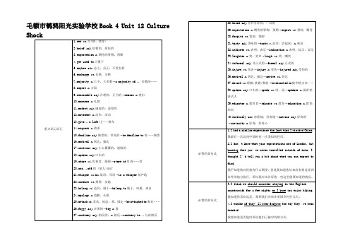 高考英语大一轮复习 单元知识汇总 Book 4 Unit 12 C