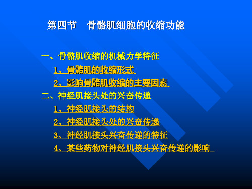 第四节骨骼肌细胞的收缩功能