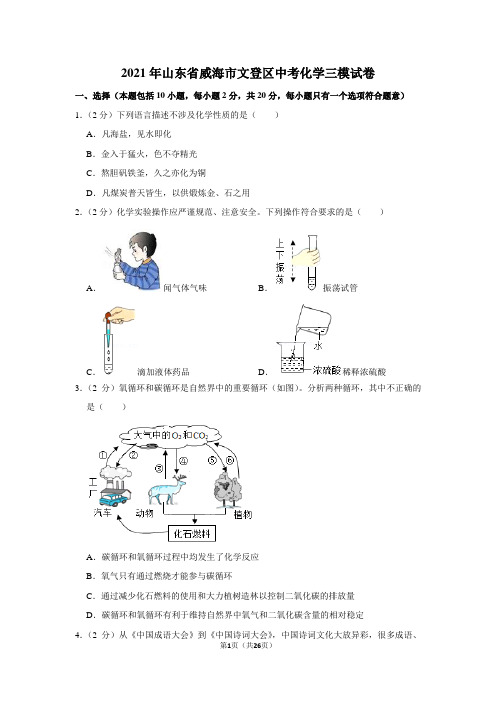 2021年山东省威海市文登区中考化学三模试卷