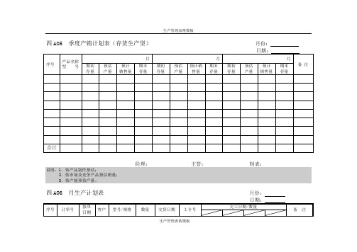 【生产企业】企业管理表格 生产管理A横表格