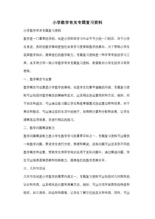 小学数学有关专题复习资料