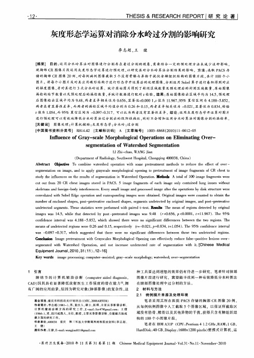 灰度形态学运算对消除分水岭过分割的影响研究